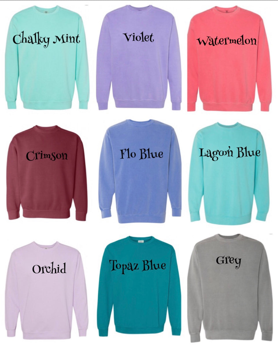 Comfort Colors Embroidered Sweatshirt -- Monogram Crewneck, Cozy