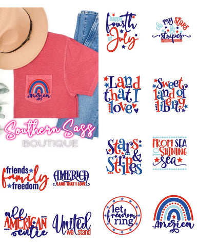 PATRIOTIC POCKET TEES 12 DESIGN CHOICES