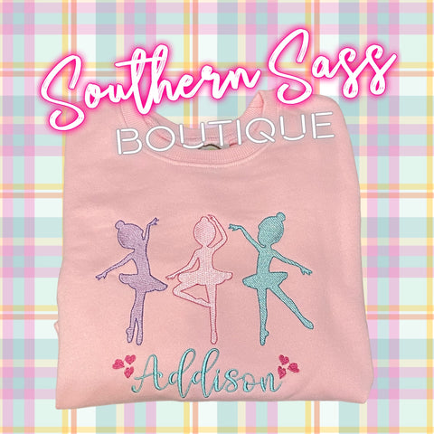 BALLERINA SKETCH EMBROIDERY DESIGN SWEATSHIRT