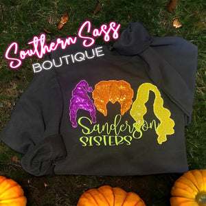 SANDERSON SISTERS SEQUIN HAIR TRIO EMBROIDERED SWEATSHIRT