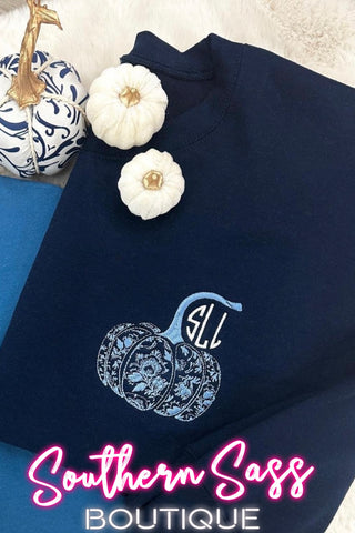 CHINOISERIE PUMPKIM MONOGRAM EMBROIDERED SWEATSHIRT