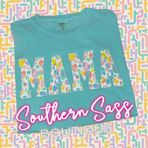 PASTEL LEOPARD CUSTOM NAME APPLIQUE TEE