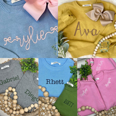 EMBROIDERED KIDS SWEATERS- PRE ORDER- CLOSES 9/16/23