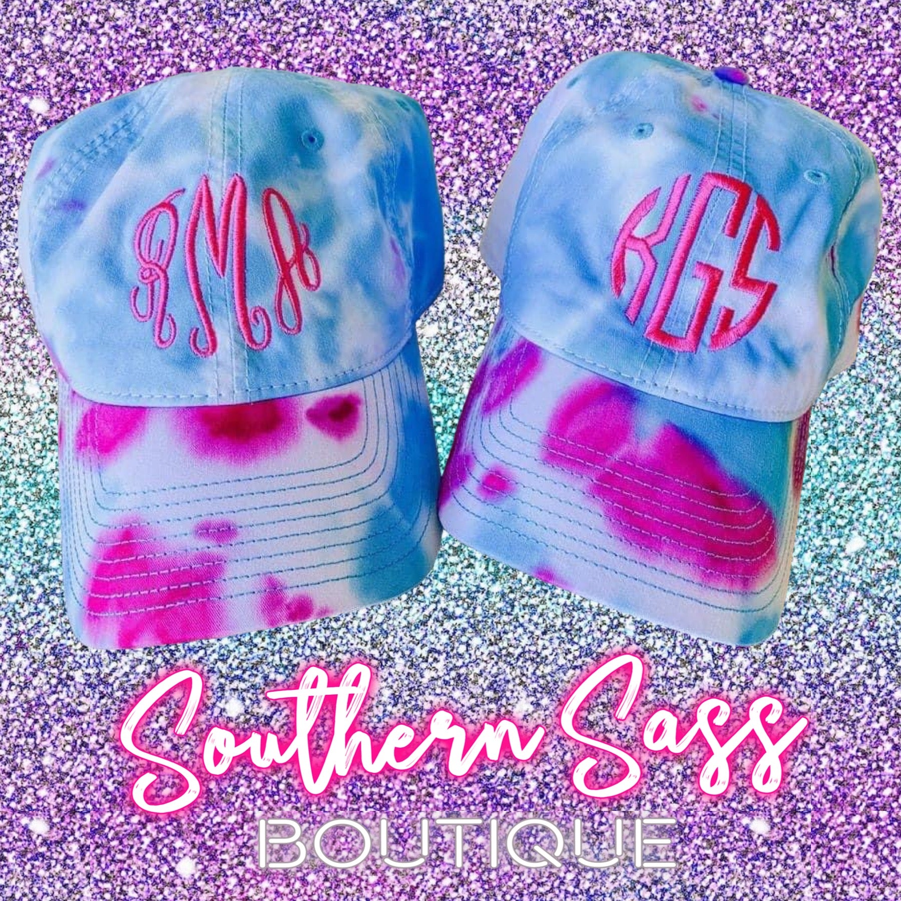 TERRIFIC TIE DYE MONOGRAMMED HAT - EMBROIDERY INCLUDED