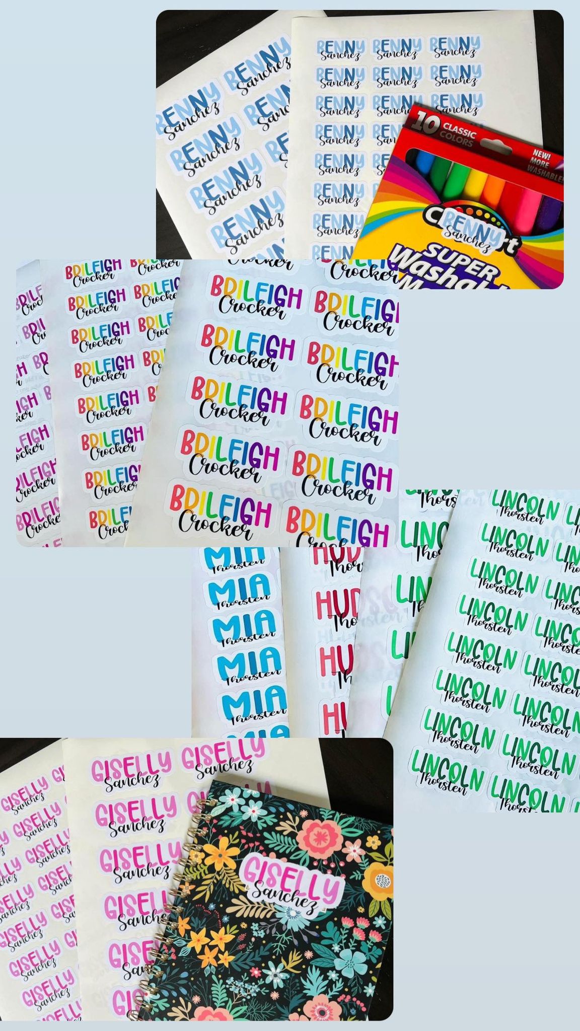 STICKER NAME SHEETS