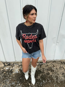 ROWDY RODEO NIGHTS CROPPED TEE