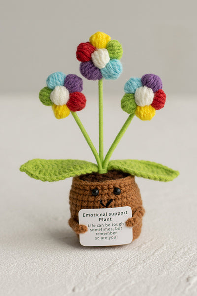 Coffee Handmade Crochet Flower Pot Emotional Support Decoration