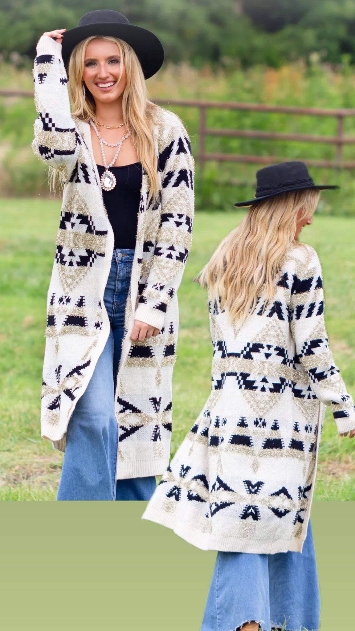 Geometric Print Cardigan