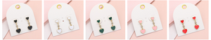 Enamel Heart Mini Shamballa Ball Link Dropdown Dangle Earrings