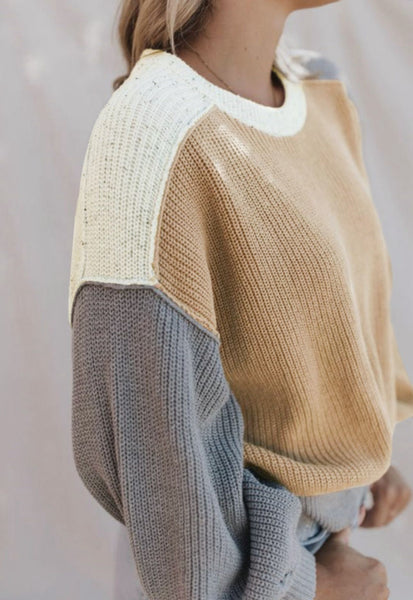 MULTICOLOR COLOR BLOCK PATCHWORK BAGGY SWEATER