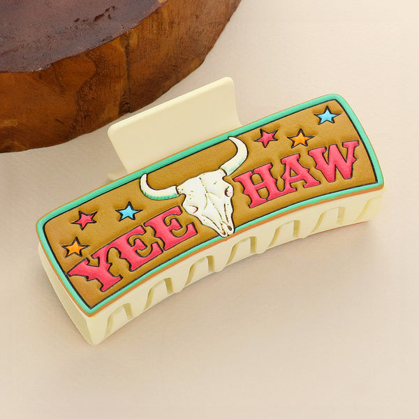 Western Horse Faux Leather Hair Claw Clip