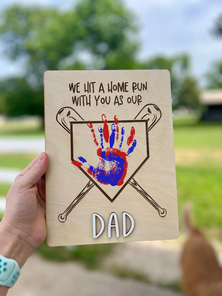 FATHERS DAY HANDPRINT BASEBALL SIGN