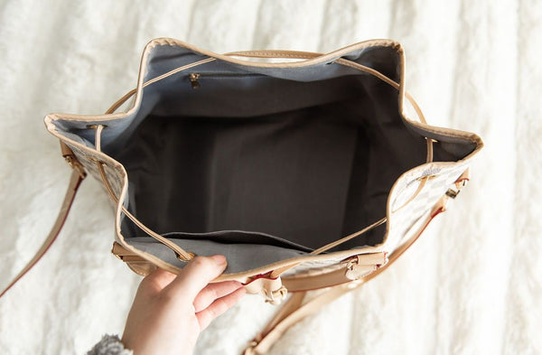 DRAWSTRING BUCKET BAG - CHECKERED