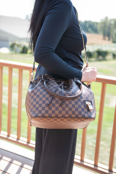 DRAWSTRING BUCKET BAG - CHECKERED
