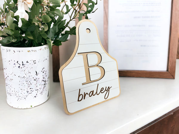 CUSTOM COW TAG TABLETOP SIGN
