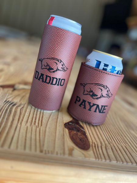 FOOTBALL LEATHER CUSTOM COOZIES