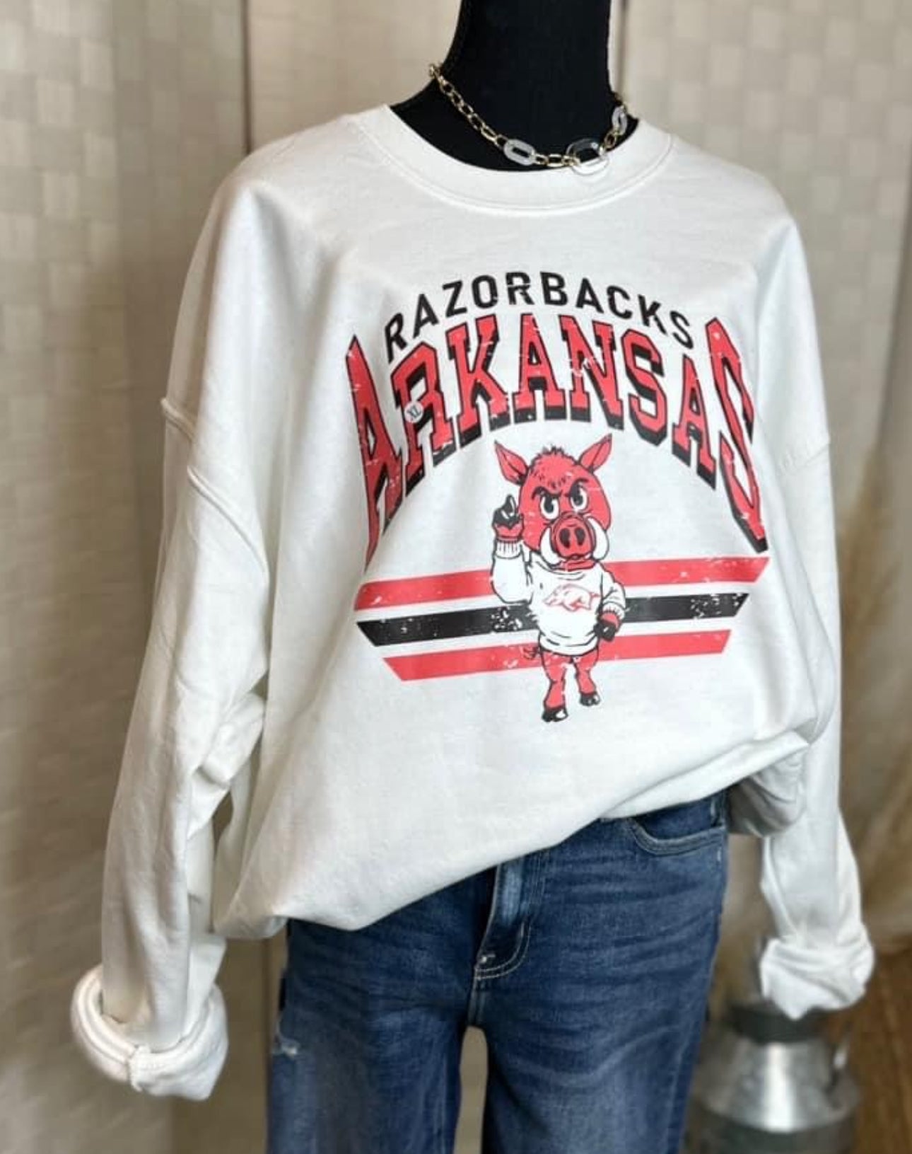 AR RAZORBACK - WHITE SWEATSHIRT CLEARANCE