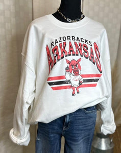 AR RAZORBACK - WHITE SWEATSHIRT CLEARANCE