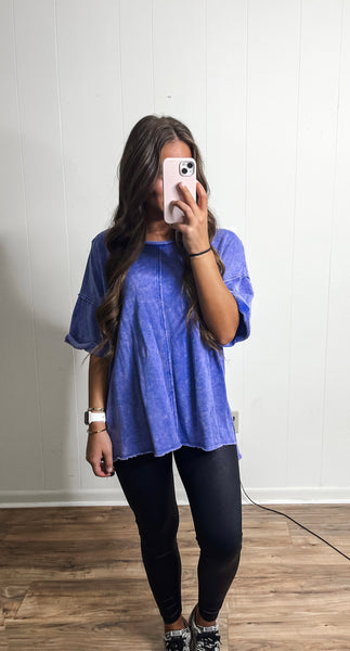 ACID WASH COTTON TERRY CLOTH TEE