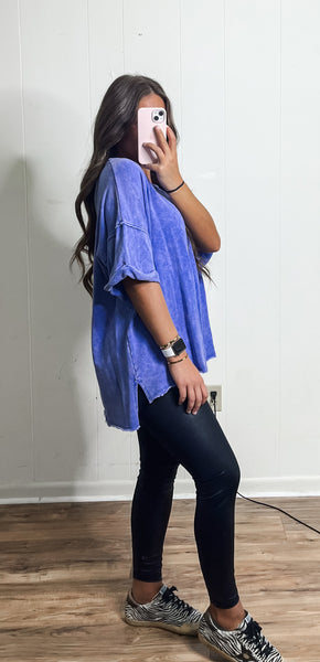 ACID WASH COTTON TERRY CLOTH TEE