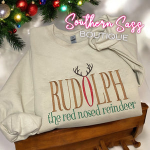 RUDOLPH THE RED NOSED REINDEER FULLY EMBROIDERED SWEATSHIRT