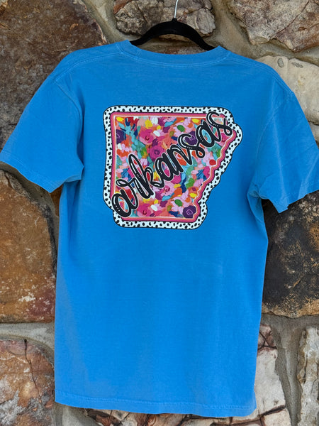 MONOGRAM COMFORT COLOR POCKET TEE WITH COLORFUL ARKANSAS BACK