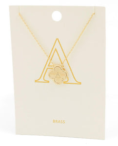 GOLD INITIAL QUADREFOIL NECKLACE