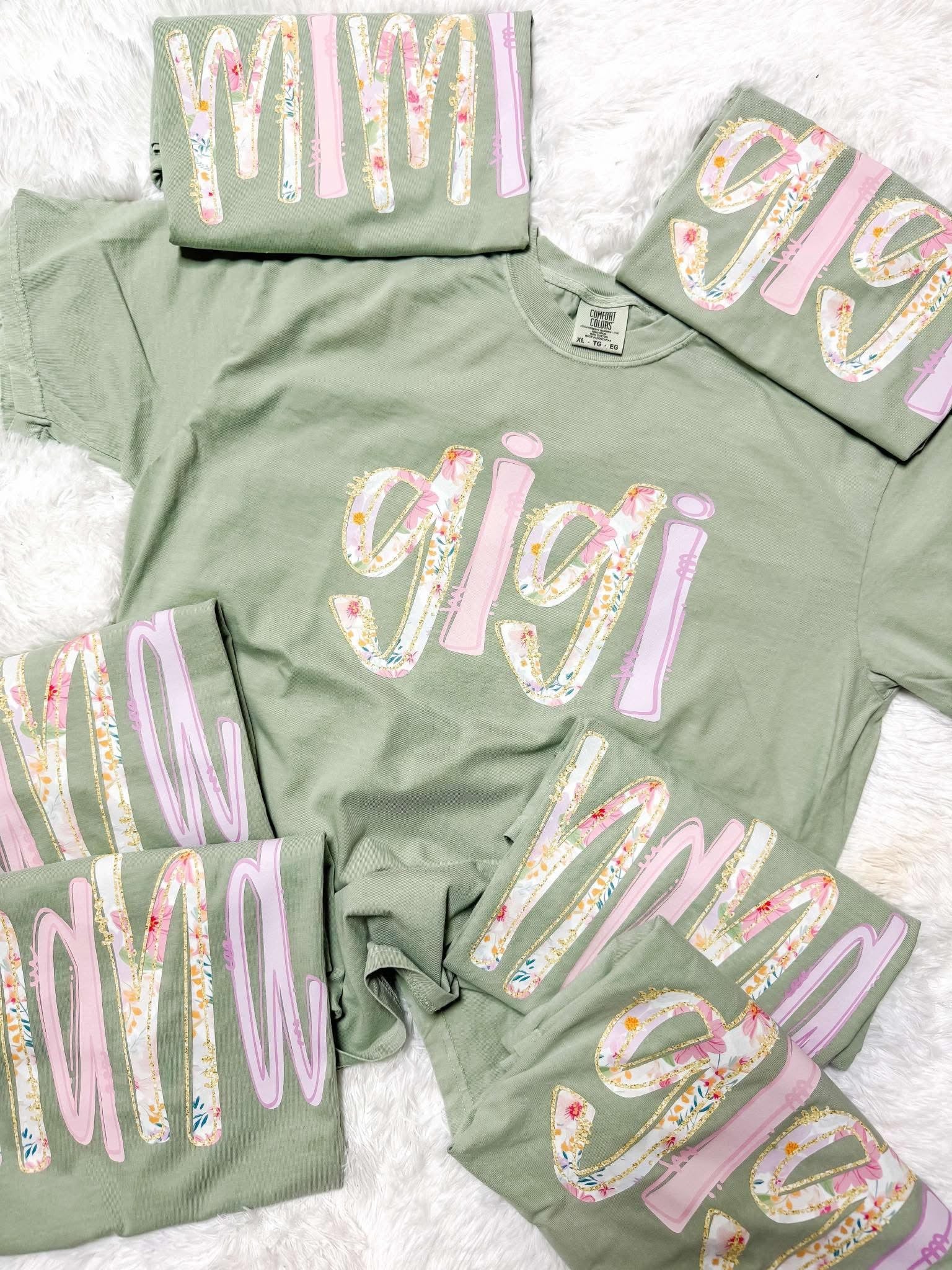 HAND LETTERED FLORAL CUSTOM NAME TEES