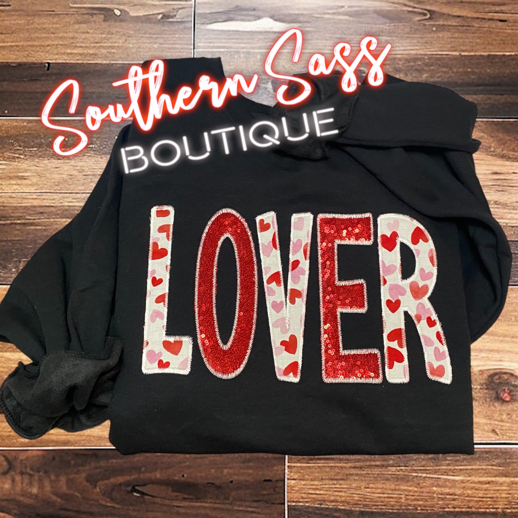 LOVER APPLIQUE SEQUIN SWEATSHIRT