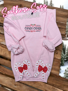 CANDY CANES SINCE 1902 EMBROIDERED SWEATSHIRT WITH SIDE BOWS