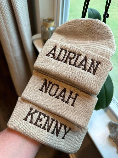 CUSTOMIZABLE NAME BEANIES ** FREE EMBROIDERY**