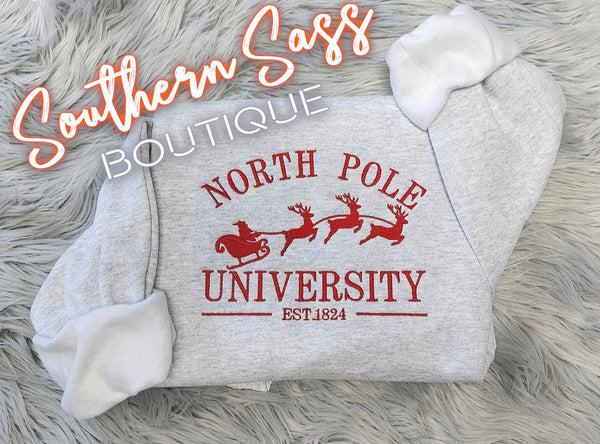 NORTH POLE UNIVERSITY FULLY EMBROIDERED SWEATSHIRT - 2 OPTIONS