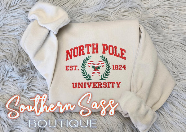 NORTH POLE UNIVERSITY FULLY EMBROIDERED SWEATSHIRT - 2 OPTIONS