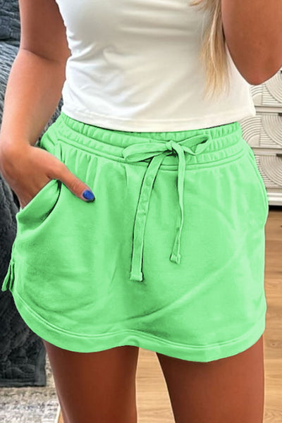 French Terry Drawstring Mini Skort with Pockets