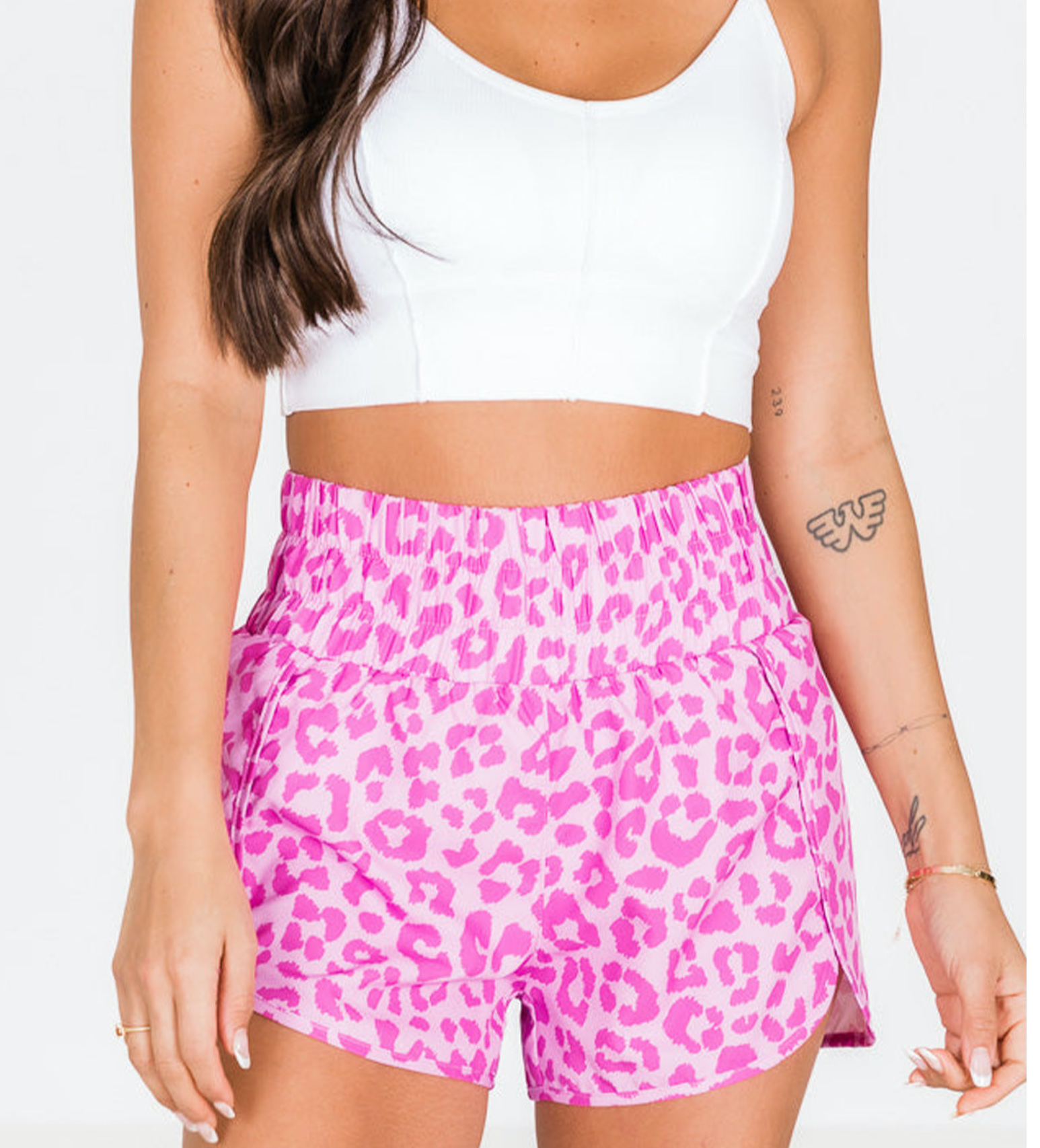 PINK HIGH WAISTED ATHLETIC SHORTS