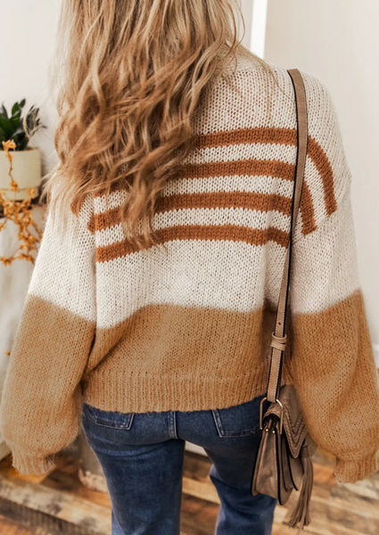 Flaxen Colorblock Striped Open Cardigan
