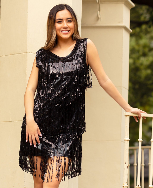 Layered fringe shop dress