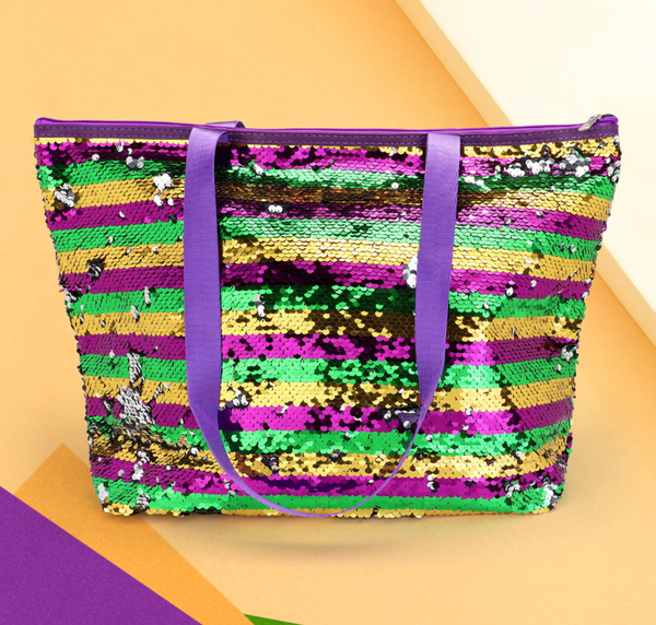 MARDI GRAS SEQUIN TOTES