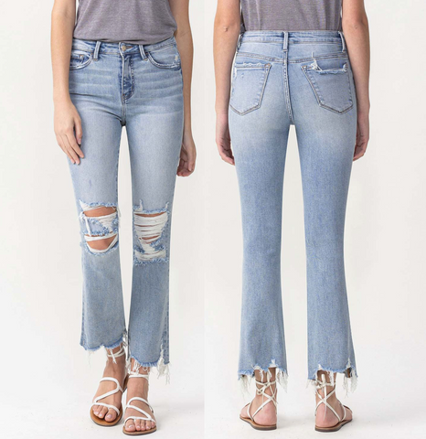 LV1003 HIGH RISE CROPPED FLARE JEANS