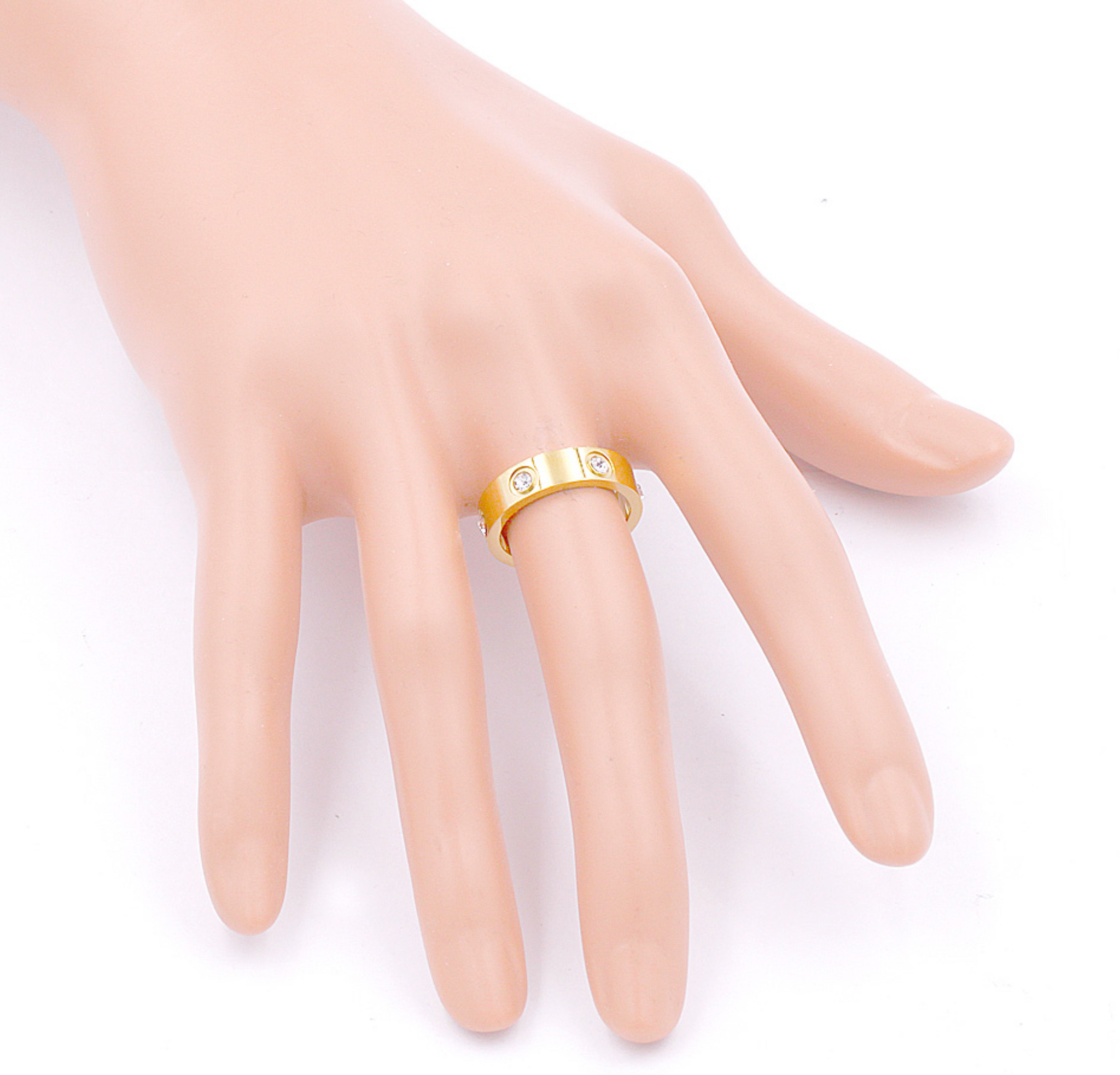 Stone Embellished Stainless Steel Band Ring