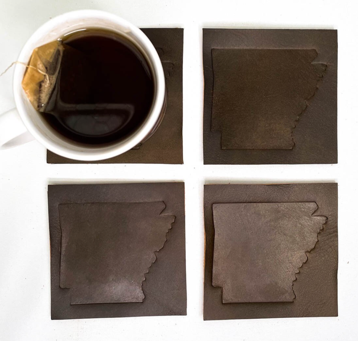 Arkansas Leather Embossed Coasters (set of 4)