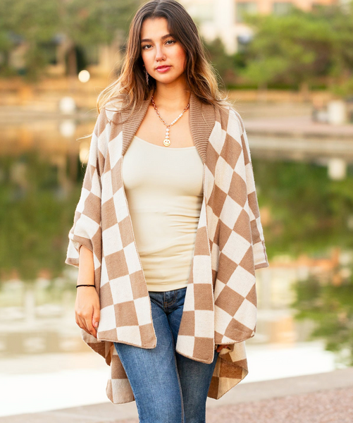 Checkered Print Ponchos