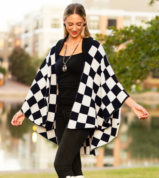 Checkered Print Ponchos