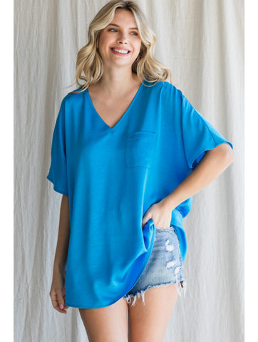 TULLY TURQUOISE POCKET BLOUSE