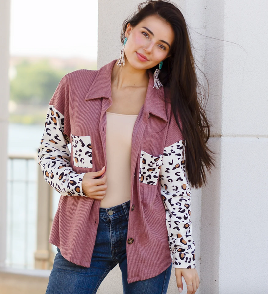 SHACKETS WITH LEOPARD SLEEVES - SMALL THROUGH 3X