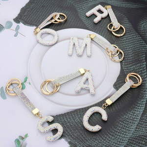 BLING STUDDED INITIAL KEYCHAINS