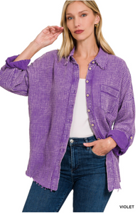 WASHED DOUBLE GAUZE BUTTON DOWN SHIRT