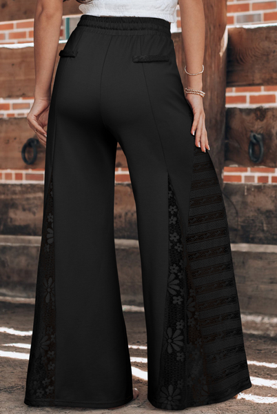 Boho Lace Patchwork Wide Leg High Waist Pants