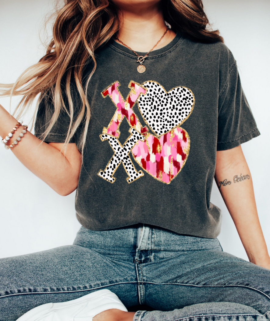 XOXO DALMATION DOT STACKED VALENTINES SHIRT