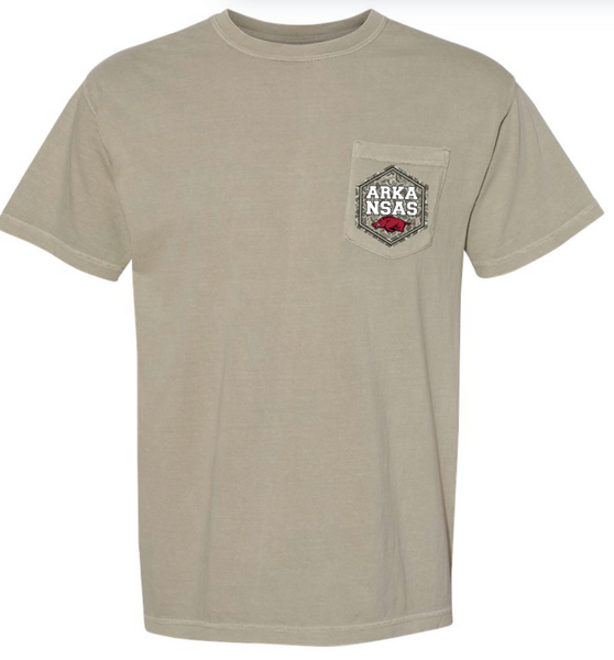 ARKANSAS CAMO HEXAGON COMFORT COLOR POCKET TEE